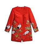 LA CERA Plus Size Women's Jacquard Crane Jacket Red
