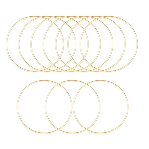 Image of 10 Pcs Metal Floral Hoops, Wreath Macrame Hoop Rings, Metal O Rings | Light Gold, 6Inch, Dream Catcher Rings, Wire Wreath Frame Floral Hoop Rings, for Wedding Wreath Decor DIY Wall Hanging Crafts