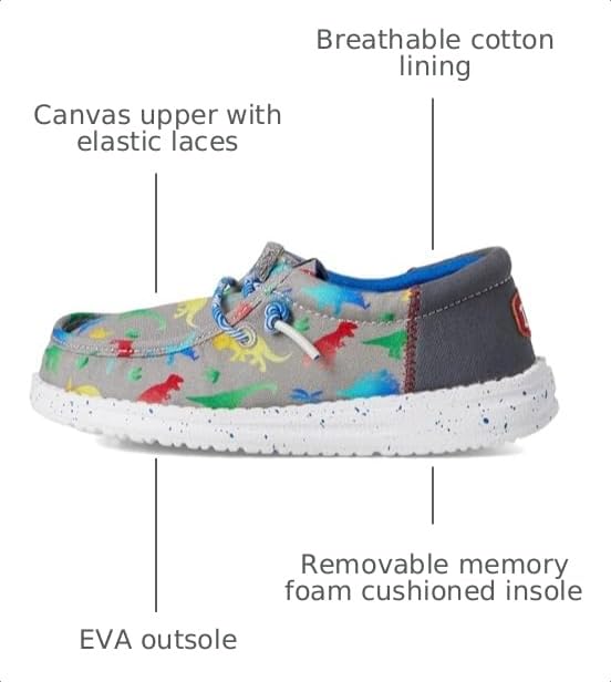 Image of Hey Dude Kids Wally Dino (Little Kid /Big Kid) | Casual Shoes
