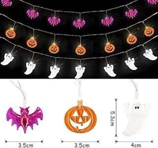 GIGALUMI 3er Set Halloween String Lights 3.75m Battery Operated Pumpkin Bat Ghost Halloween Lights Decoration for Halloween, Christmas, Party