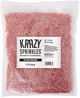 Krazy Sprinkles - Sugar Sands (1LB, 1x Bag) Edible Decorative Sugar for Decorating Cakes, Ice Cream, Cookies, Pastries and Desserts by Bakell (Red Pearl)