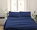 Made in Italy - CAPRI Completo lenzuola per letto matrimoniale 4pz in Cotone - 1 sopra + 1 sotto con angoli + 2 federe 50x80 cm (Blu Navy)