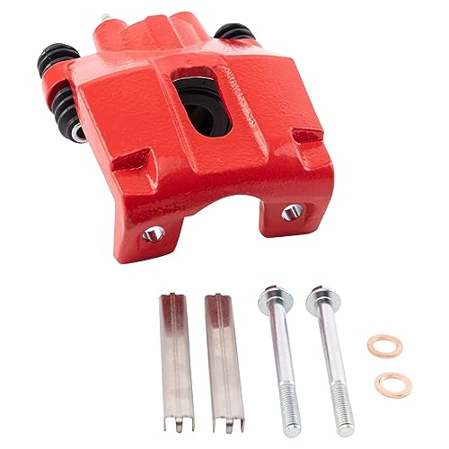 Image of TRQ Performance Front and Rear Brake Caliper Set Coated Hardware Brackets Compatible with 2003-2006 Jeep Wrangler
