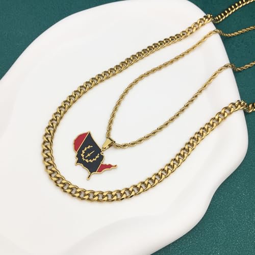 Black American Heritage Flag Necklace for Men and Women - African America Map Flag Pendant Necklaces - Black American Jewelry - African America Jewelry4