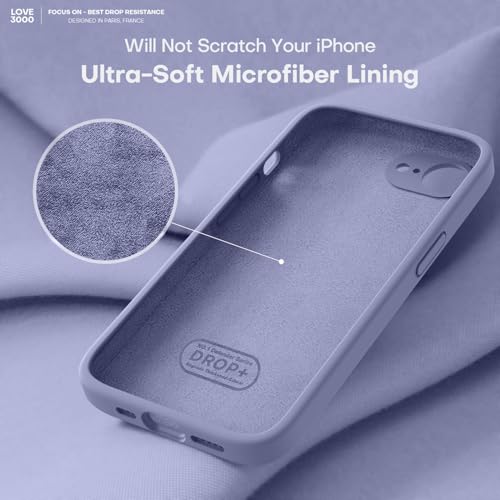 Image of LOVE 3000 Designed for iPhone 16e /17e Case, Premium Silicone with [Soft Anti-Scratch Microfiber Lining] Shockproof Protective Phone Case for Men Women Girls 6.1 inch, Lavender Grey