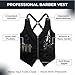 Regale Barber Supply Traditional Light Weight V-Neck Design Barber Vest - Black Denim with Adjustable Leather Straps & Tool Pockets | Professional Stylist & Grooming Workwear