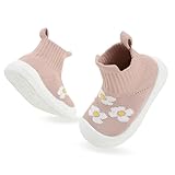 Rayayot Size 6 Toddler Shoes Boys Toddler Shoes Unisex Indoor Fashion Knitted Baby Walker Slippers 15-18 Months Pink