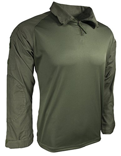 Mafoose Dri-Fit Tactical Military Camo Combat Mock Paintball Shirt, OD QTR ZIP