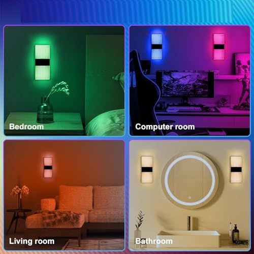 Aplique de pared regulable interior moderno cuadrado con luz RGB recargable 6