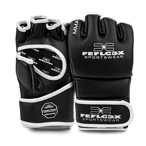 FEFLOGX Unisex Profi MMA-Handschuhe Training, Leder Free-Fight-Gloves, MMA-Gloves, MMA Boxhandschuhe Kampfsport, Fitness-Boxen, Grappling