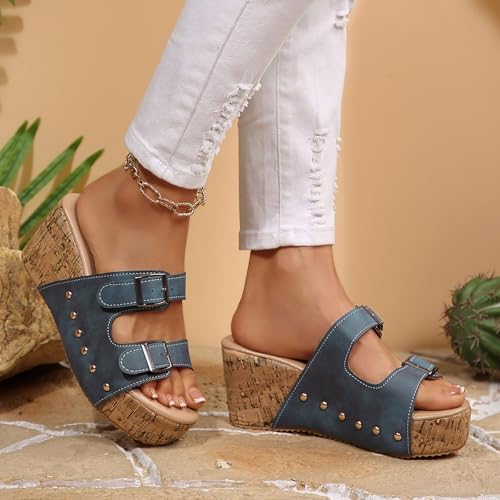 Sandales compensées en cuir légères et confortables - 4