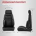 Universal Racing Bucket Seats, 1 Pair Race Car Seats w/Dual Slider, Black PVC Leather With CIWUCSEAT LOGO, Low Back Bucket Seats 165° Adjustment, For Car Use, Not Including Seat Bracket