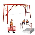 Adjustable Scaffolding Platform - 770LBS Work Platforms, 5-Gears Folding Work Platform with Rhombus Non-Slip Surface & Locking Wheels for Stairs Construction
