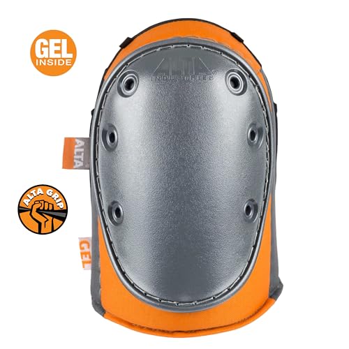Image of ALTA 56200.50 AltaGUARD Gel Insert Knee Protector Pad, Gray / Orange Cordura Nylon Fabric, Neoprene Grip, Hard Cap, Long, Gray | Durable Cordura Nylon Cover, Dual strapping system or Neoprene single strap fastener, Hard Long Cap