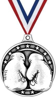 Crown Awards Boxing Medals - 2" Silver Boxing Gloves Medals