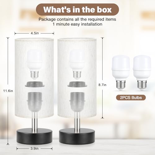 Image of Small Table Lamps for Bedroom set of 2 - Touch Lamps with 3 Way Dimmable