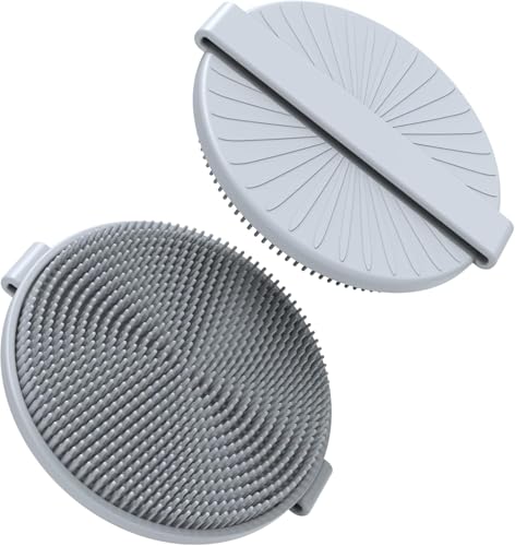 シャワーのためのシリコーン ボディ Scrubber の角質の除去剤-シリコーンのヘチマ、敏感肌、再使用可能で、環境に優しく、耐久財および泡立つ赤ん坊のための柔らかい清潔になるシャワーのブラシ、1 パック (灰色)