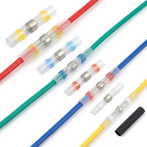 Bitone Solder Seal Wire Connectors 30+70PCS Waterproof Heat Shrink Butt Terminals with Sealant Marine Automotive Electrical Connectors for DIY with Storage Case