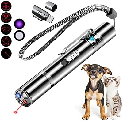 ANDICEQY Cat Laser Toy, 7 Adjustable Patterns Pet Laser Pointer Toys for Indoor Cats Dogs, Long Range 3 Modes Training Exercise Chaser Interactive Toy, USB Recharge