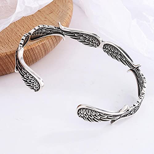 Angel Wing Vintage Style Sterling Silver Bracelet, Adjustable Angel Wing Bangle,Inspirational Bracelets For Women Men,Personalized Inspirational Jewelry Gift #TOP3