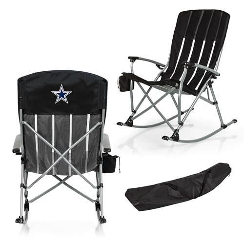 PICNIC TIME NFL Outdoor Rocking, XL Heavy Duty Camping Chair for Adults, 28 x 35.8 x 40.5, Black (805-01-175-094-2)