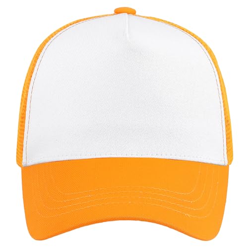 Image of Falari 5-Panel Mesh Baseball Cap, Trucker Hat, Structured Plain Design, Cotton, Adjustable Size
