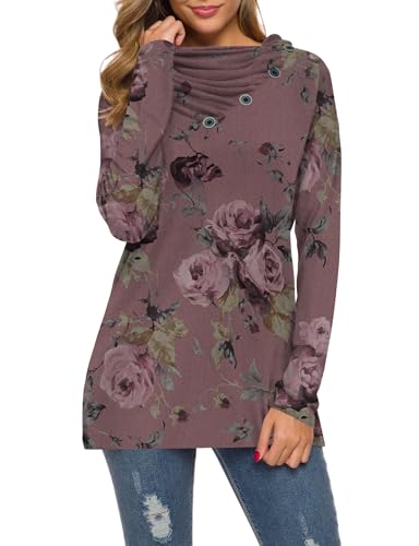 Image of WEACZZY Women's Long Sleeve Shirts Button Cowl Neck Casual Loose Tunic Tops Blouse Dressy Fashion 2026