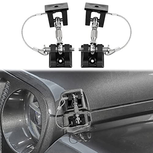 CheroCar for Jeep Stainless Steel Hood Latch Catch Kit for 2008-2021Jeep Wrangler JL,for 2020-2021 Jepp Gladiator JT (Black)