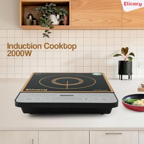 Image of Crystal Glass 2000 W Touch Panel Induction Cooktop | Induction Cooktop With Automatic Voltage Regulator | High Voltage Surge Protection | Comes With 1 Year Warranty
