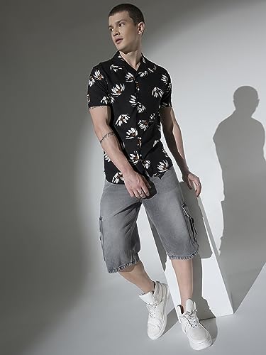 Image of Hubberholme Men's Rayon Relaxed Fit Printed Half Sleeve Resort Shirt