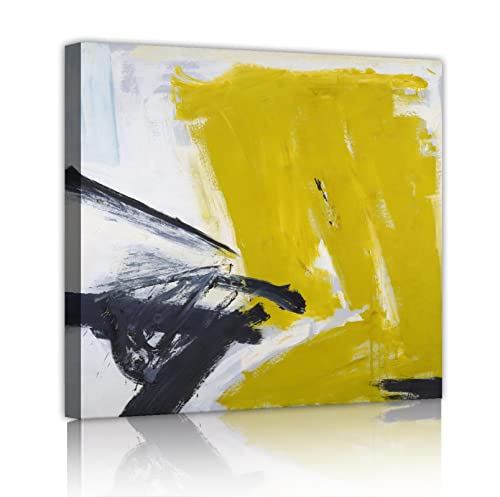 Toile jaune wall art abstrait Franz Kline cadre 65x65cm