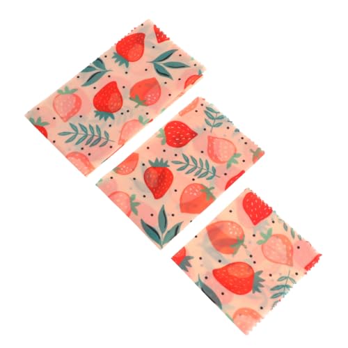 PACKOVE 3 pièces Film Alimentaire Réutilisable Coton Bio avec Cire Abeille Tissu de Conservation Écologique pour Cuisine Maison Restaurant Protection Fraîcheur Fruits Fromages Snacks