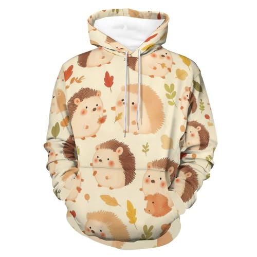 Sweat à Capuche Hérisson Mignon Hoodie Manches Longues Pullover S
