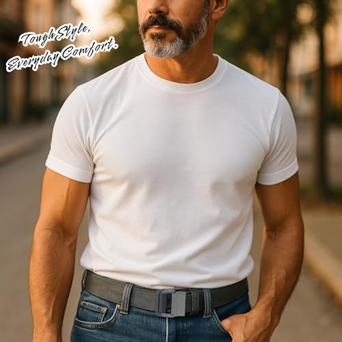 Double D-Ring Elastic Stretch Adjustable Canvas Web Belt with Key Ring Strap, Durable Metal Buckle Multi-Color4