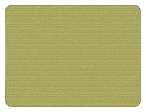 Carpets for Kids 35756 KIDSoft Subtle Stripes Tonal Solid Rug Green Tan 6ft X 9ft Rectangle Green