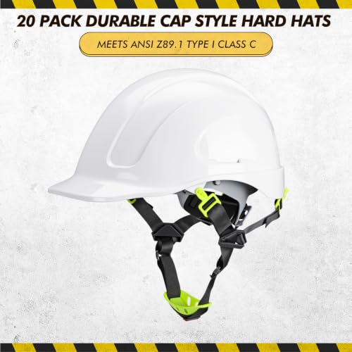 Image of Leumoi 20 Pack Hard Hat Bulk 4-Point ABS Safety Helmets Adjustable