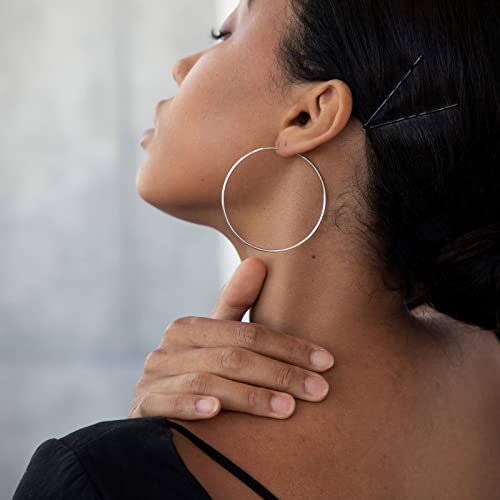 SWEETV 925 Sterling Silver Hoop Earrings for Women Lightweight Endless Silver Thin Hoops, 20/30/40/50/60MM2