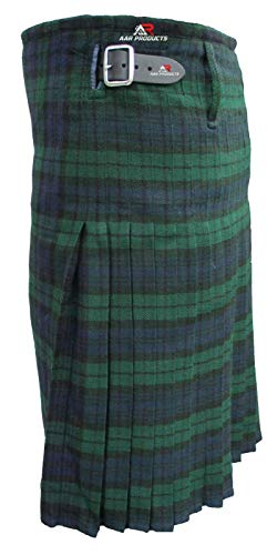 AAR Mens Kilts Tartan Scottish Royal Stewart Black Tartan Plain Black 13oz Casual Wear (5 Yard)3