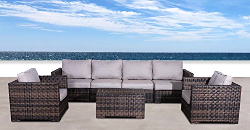 Fully Assembled Cabana Collection Outdoor Wicker Patio Furniture Sectional Conversation Sofa Set For Backyard Porch Or Pool No Assembly Required 7 Piece Sectional Double Club Set Brown Wantitall
