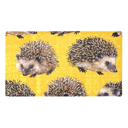 Alfombrilla de baño con ventosas diseño erizo amarillo rectangular 2