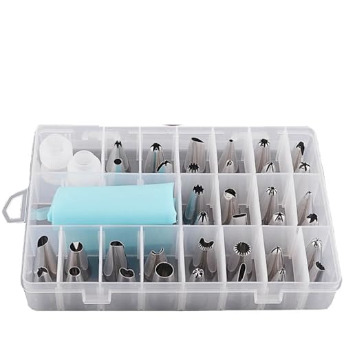 LHSJYG Boquillas de Repostería 24 Pcs Framing Nozzle Tool Set Box - Cake Cupcake Sugar Art Decoration