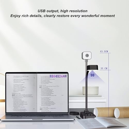 教師用 4K USB 書画カメラ、Ultra HD A3 サイズキャプチャ、画像反転、教育用折りたたみ式、オンライン会議、マイク内蔵、オートフォーカス、3 段階 LED ライト