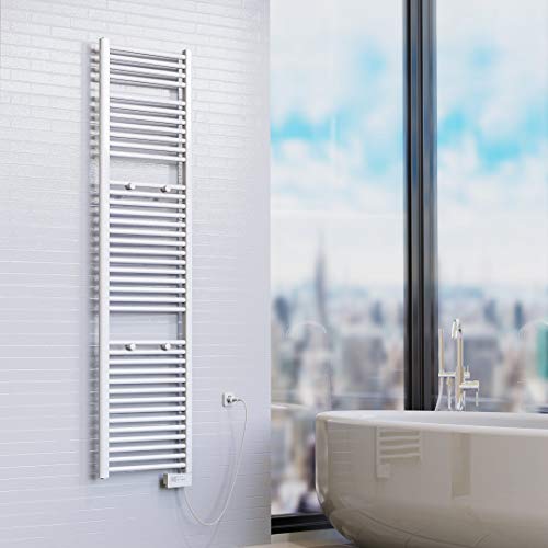 Preisvergleich Produktbild EISL BHKWZ2 Badheizkörper, Handtuchwärmer, Handtuchheizkörper, elektrisch mit Heizstab und Zeitschaltuhr, 50 x 180 cm, 800W, Weiß