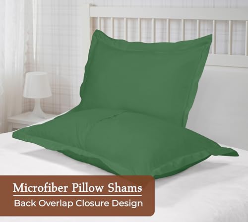 Image of Royale Linens Pillow Shams 2 Pack Standard Size 20x26 Inch - 1800 Microfiber -Bed Pillow Shams, Wrinkle Resistant Super Soft and Cozy- Back Overlap Closure - Oxford Pillowcase (Standard, Hunter Green)