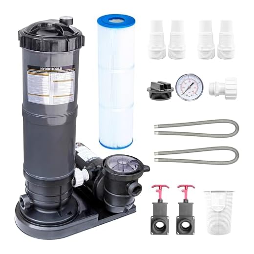 SWIMLINE HYDROTOOLS Sure-Flo Pool Cartridge Filter Pump For Above Ground & Inground Pool | 70 SQ FT Cleaner System VARIABLE DUAL 2-SPEED 1 HP Horsepower 4500 GPH | For Pools Up To 19000 Gallons Gray