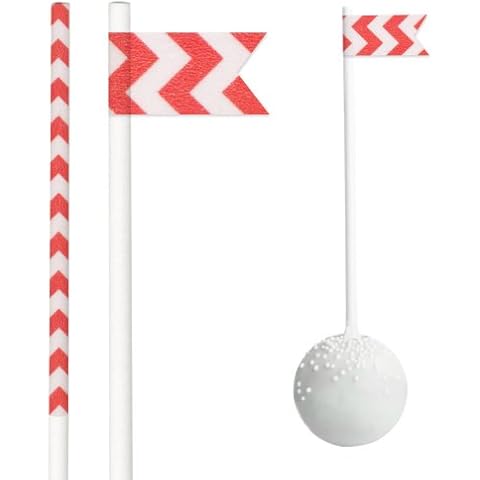 Dress My Cupcake DMC29965 25-Pack Party Cakepop Sticks DIY Kit, 4.5-Inch, Red Chevron Cover