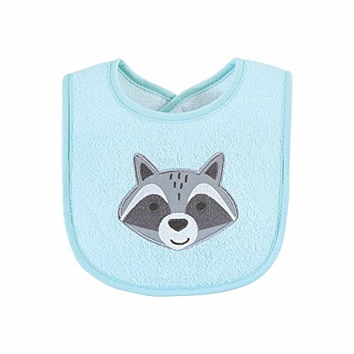 Image of Hudson Baby Unisex Baby Cotton Terry Drooler Bibs with Fiber Filling, Boy Gray Woodland, One Size