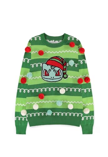 Pull Noël Bulbasaur Pokemon multicolore au design festif unique et mixte