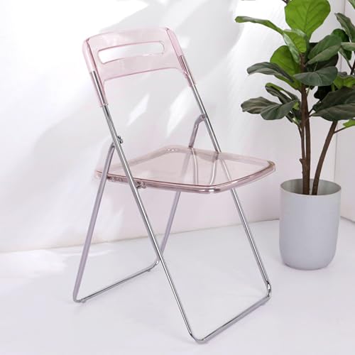 Silla plegable de acrílico apilable, silla de escritorio de metal para oficina en casa, dormitorio, sala de estar, patio y camping, diseño ligero que ahorra espacio