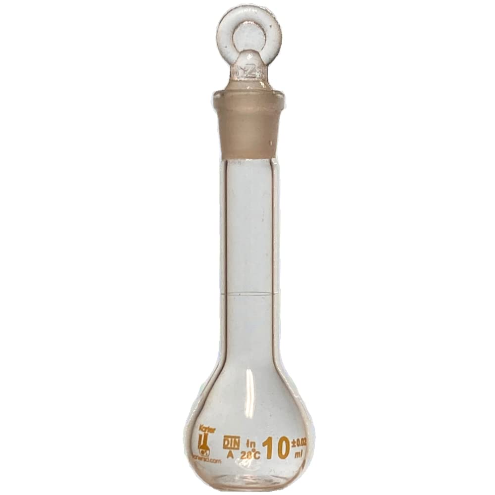 10ml Volumetric Flask, with Ground Stopper, Karter Scientific 252V4 (Pack 40)